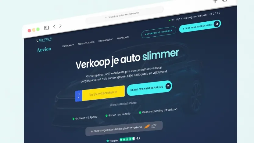 The Auvion website on a laptop