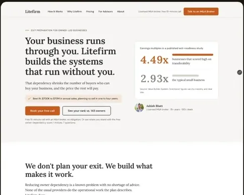 The Litefirm website on a tablet